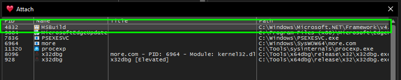 MSBuild Attach
