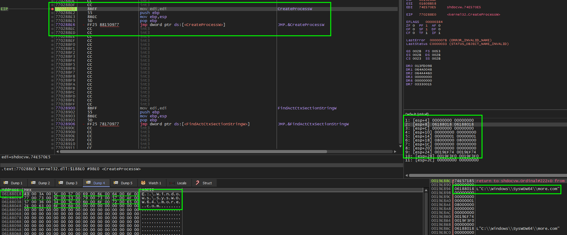 CreateProcessW more.com