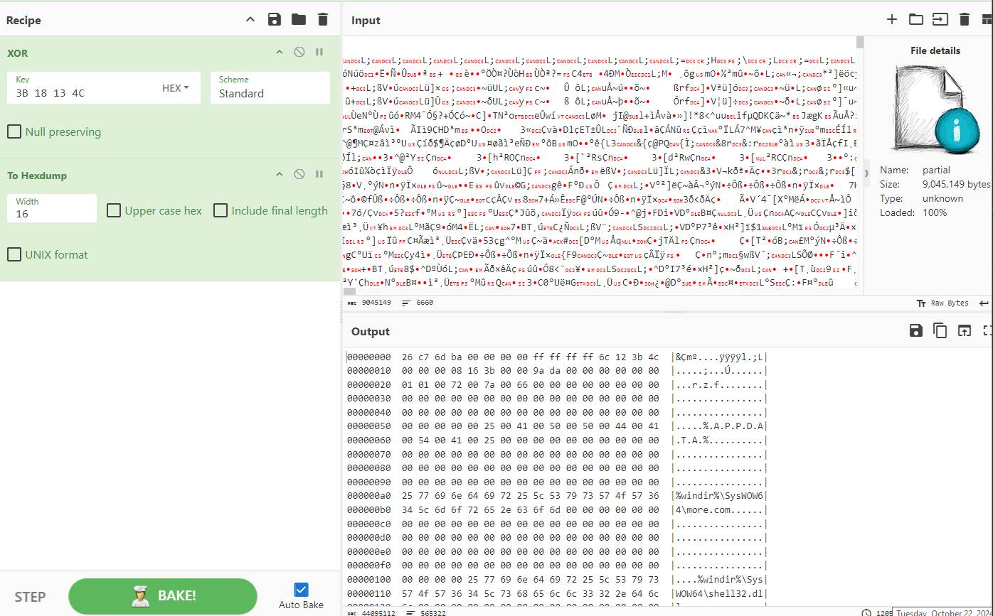 Decrypted with XOR